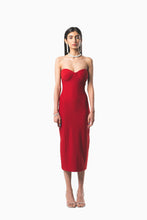 Load image into Gallery viewer, Strapless Scarlet Midi Dress