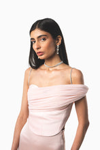 Load image into Gallery viewer, Knotted One Shoulder Baddie Corset Top In Light Pink